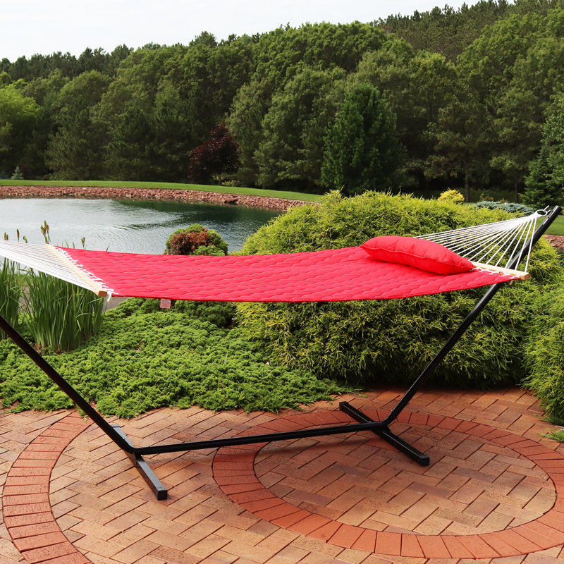 Hamac avec barre d'écartement en polyester matelassé pour 2 personnes Sitz, Brun