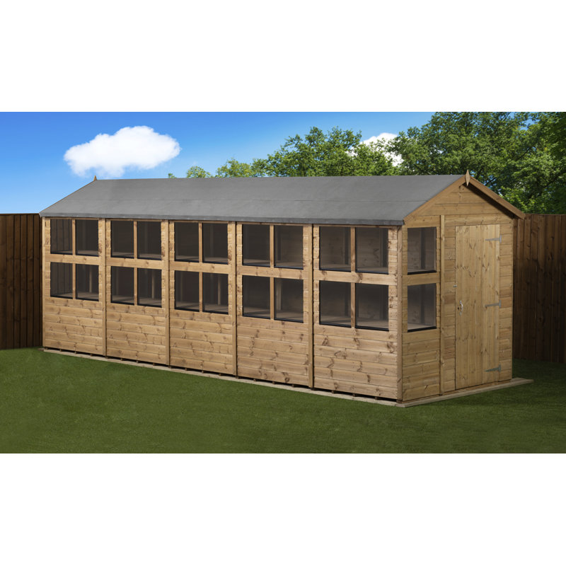 6 ft. W x 20 ft. D Solid wood Tongue & Groove Apex Garden Shed