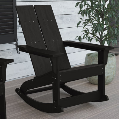 Slyvia Modern 2-Slat Adirondack Poly Resin Rocking Chair for Indoor/Outdoor Use by Beachcrest Home