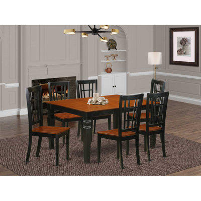 5 Piece Dinette Set for 4 Includes a Rectangle Dining Room Table with Butterfly Leaf and 4 Dining Chairs, Black & Cherry