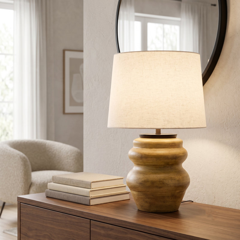 Patriana 22"H Modern Terracotta base Bedside Table Lamp
