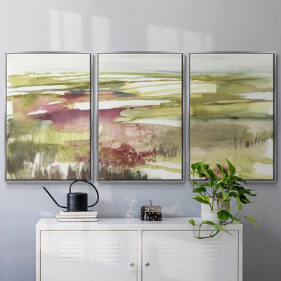 " Burgundy Flower Horizon II " 3 - Pieces