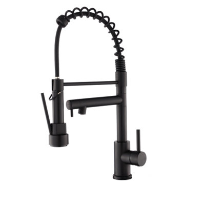 Kitchen Faucet With Pull Down Sprayer, Touch On Single Handle 2- Function Stainless Steel Spring Neck, Single Hole Installation For Residential, Commercial, RV, Bar & More, Matte Black