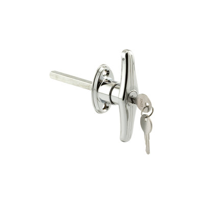 FHC GD52122 Door T-Handle Lock, Keyed Entry, Metal Material, 5/16" Square Shaft, 1-1/2" Center-to-Center, Chrome Plated Finish