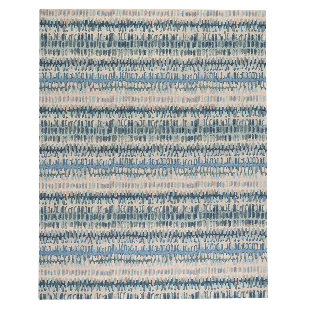 Paint Chip Blue Hand Micro Hooked Wool Rug Dash and Albert Rugs Rug 