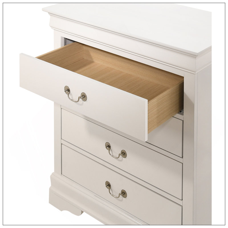 Commode 4 tiroirs Louis Phillipe, blanc, Blanc