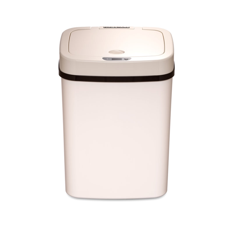 Nine Stars 3.2 Gallon Plastic Motion Sensor Trash Can, Cream