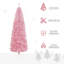 Sapin de Noël artificiel non éclairé avec 818 pointes de branches réalistes, rose