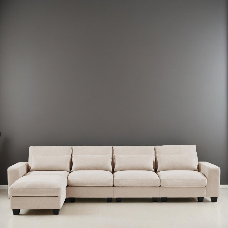 Reversible Modular Corner Sectional, Beige Linen Blend