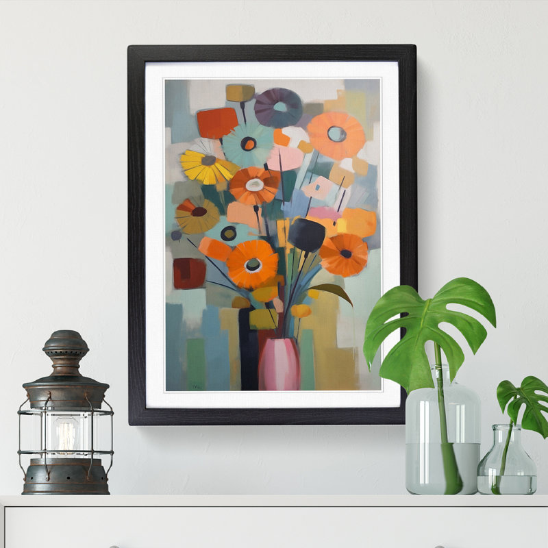 Flowers Mid Century Vol.3 - Framed Print, Oak