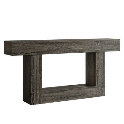 Dark Gray Wood Console Table With Open Base For Small Entryways