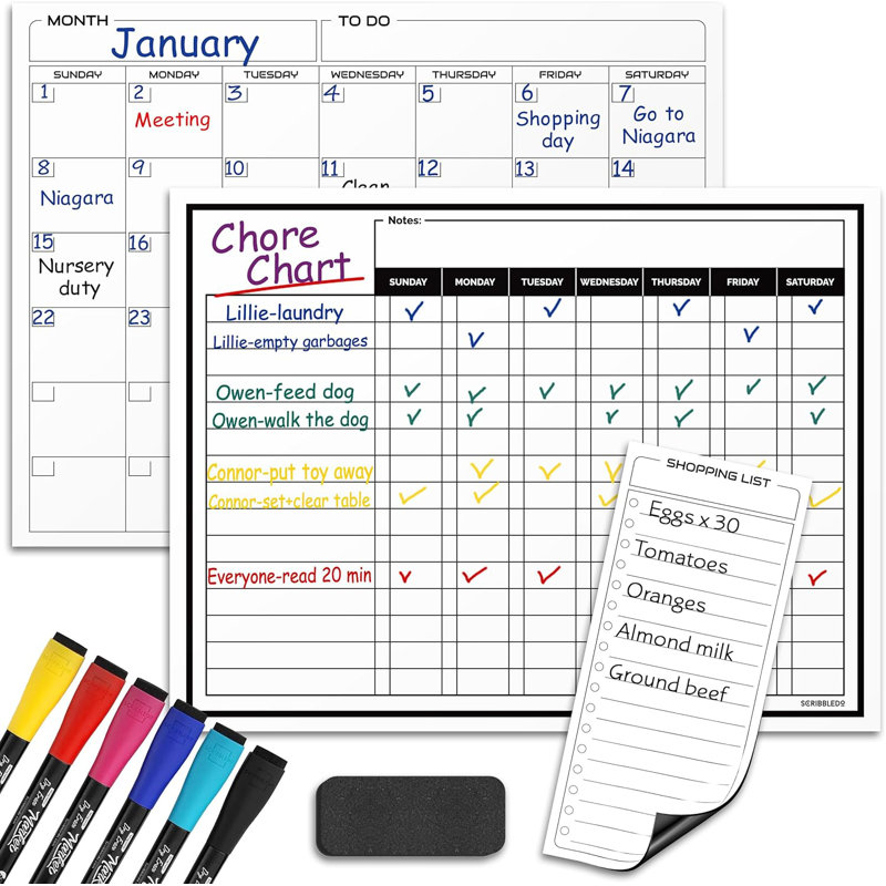 Magnetic Chore Chart For Kids Dry Erase Chore Chart For Adults 13” X 17” 