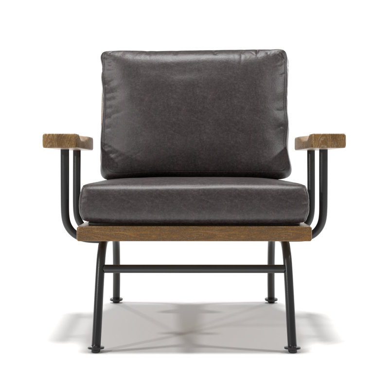 Fauteuil l 35 po Avtandil, Similicuir brun