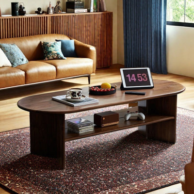 Modern Walnut Coffee Table with Dual Layers