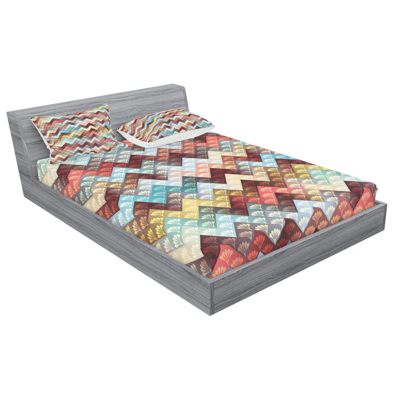 Microfiber Chevron Sheet Set, Queen Sheet Set with Fitted Sheet
