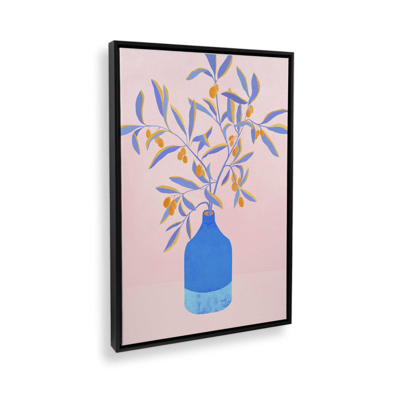 «Blue Branches Botanical» par Garima Dhawan, reproduction d'art, Noir, Cadre flottant, H 16 po x l 12 po