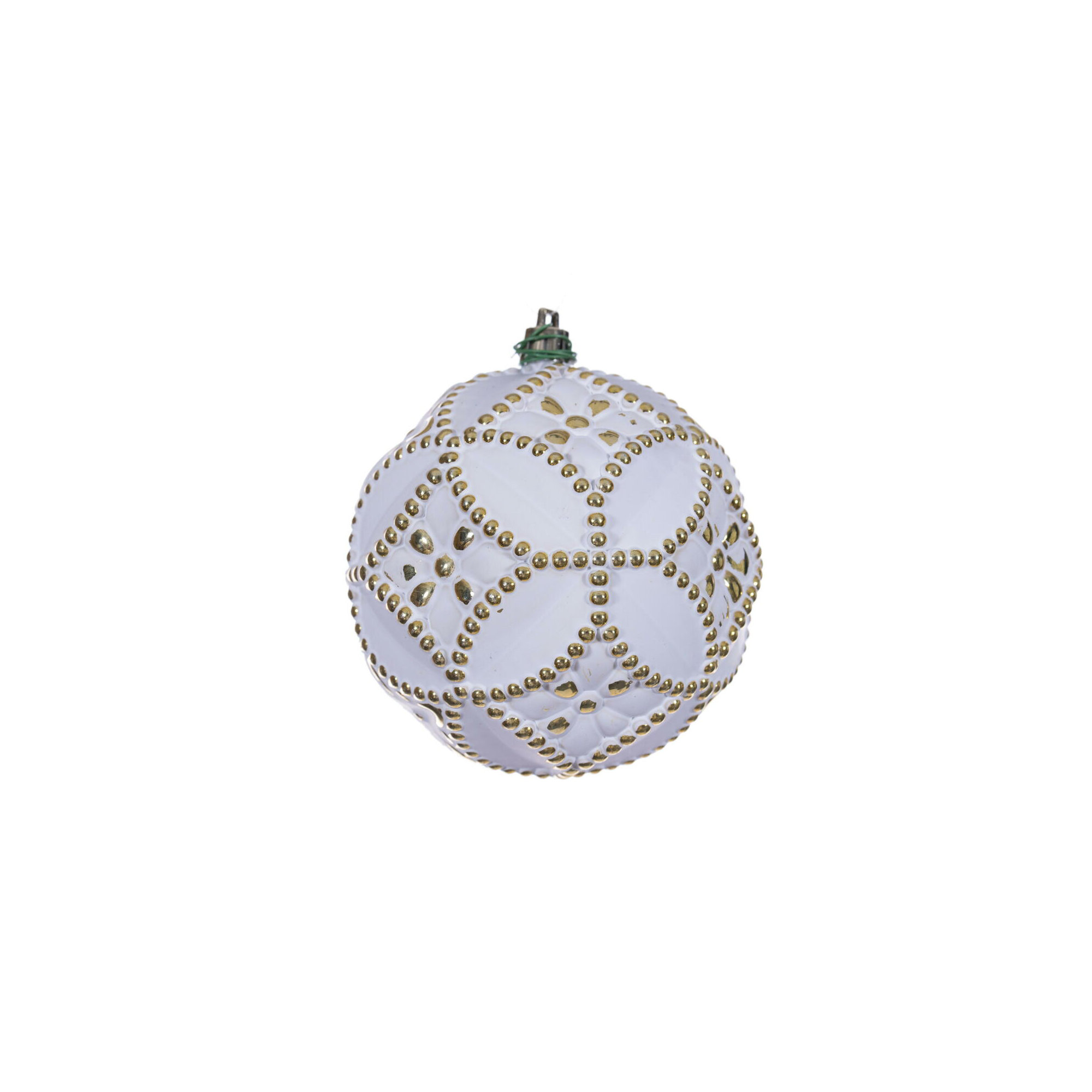 Etch Antique White Brush Ornament Set., Gold, 4" H x 4" W x 4" D