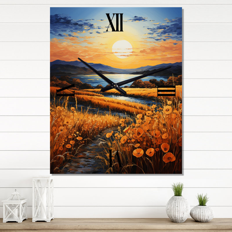 Horloge murale Vangogh Harvest Time In The Wheat Fields I - Vangogh, Grand