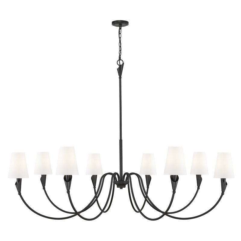 Lustre moderne Elvin, Noir mat, H 45 po x l 65 po x P 65 po, 8 lumières