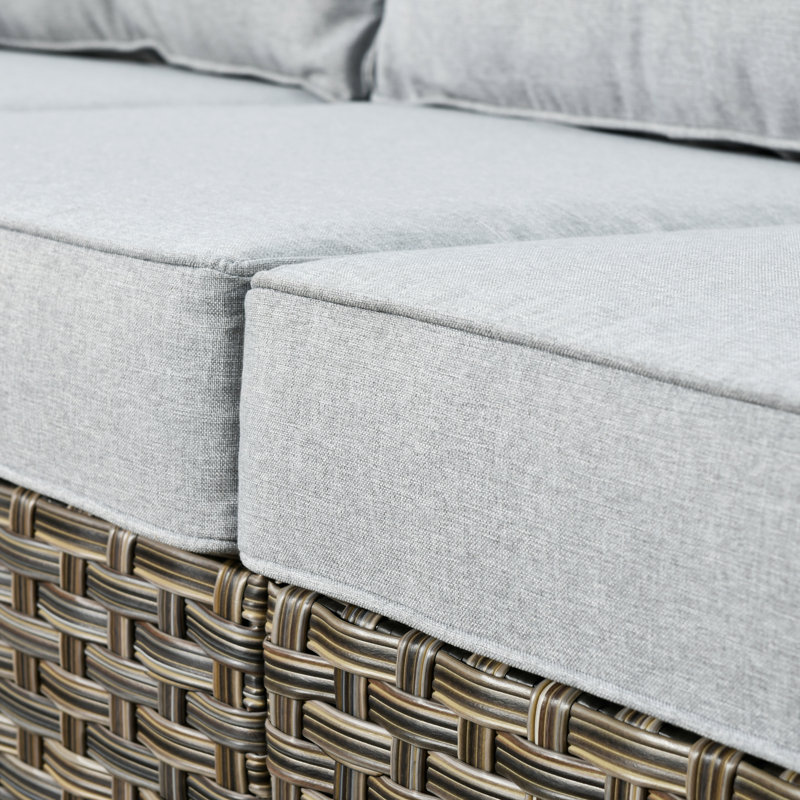 Harper Wicker 7 - Person Patio Conversation Set with Cushions, Gray