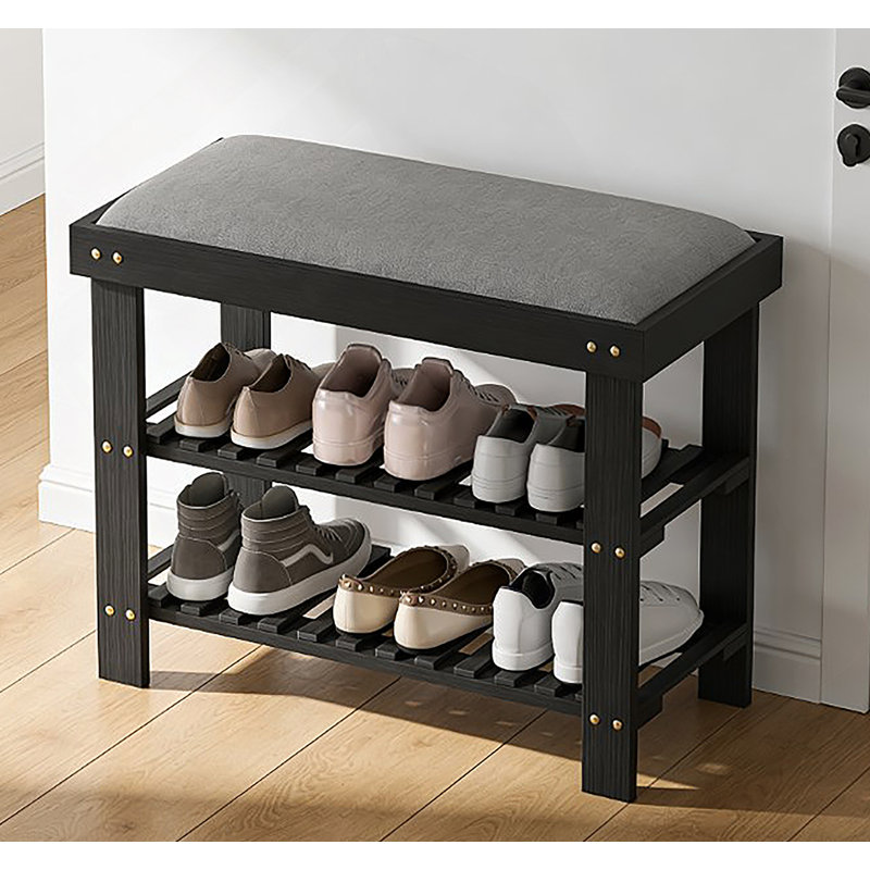 Range-chaussures, banc de rangement pour chaussures, banc d'entrée à 3 niveaux, 19.3" H x 23.6" W x 11.4" D