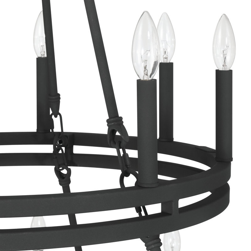 Beck 20-Light Wagon Wheel Chandelier, Matte Black