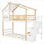 Lit superposé simple au-dessus de simple pour chambre d'enfant, en bois massif avec rangement et garde-corps, blanc classique
