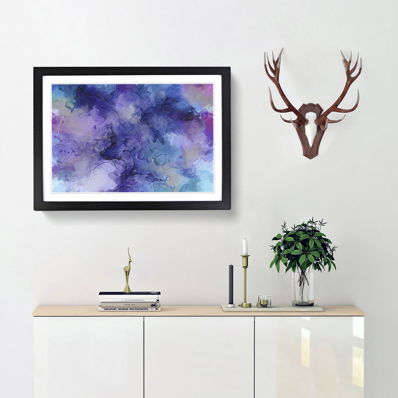 Midnight Joy in Abstract - Picture Frame Painting Print, 48cm H x 65cm W x 2cm D, Black Framed