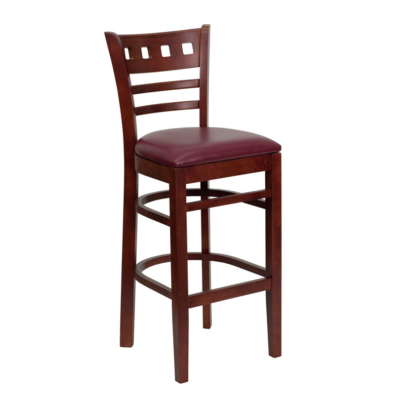 tabouret de bar en bois acajou american Chafin, Vinyle bourgogne, Ensemble de 8