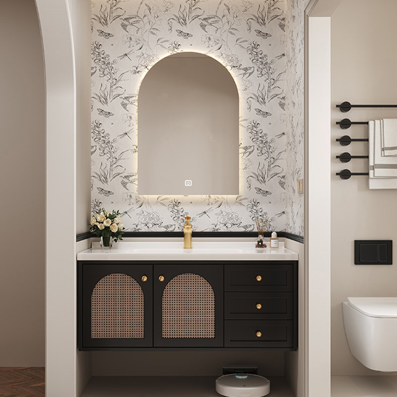 Armoire de salle de bain noire rétro de style français