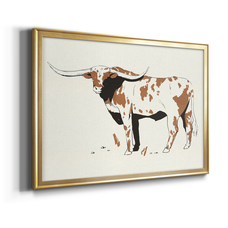 Terre Cotta Steer II - ensemble de 2 peintures encadrées, H 30,5 po x l 45 po x P 1 po, Or