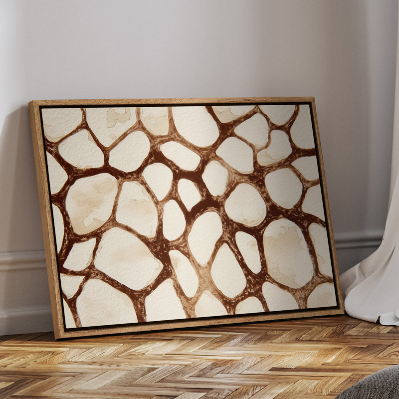 Framed Canvas Wall Art - Abstract Brown Stone Pattern - 16"x24", 24"x36", Natural, H 24 po x l 36 po