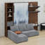 Lit escamotable avec armoire de rangement, tablettes ouvertes, façade de canapé et port USB pour un gain d'espace au sol.-1508675006