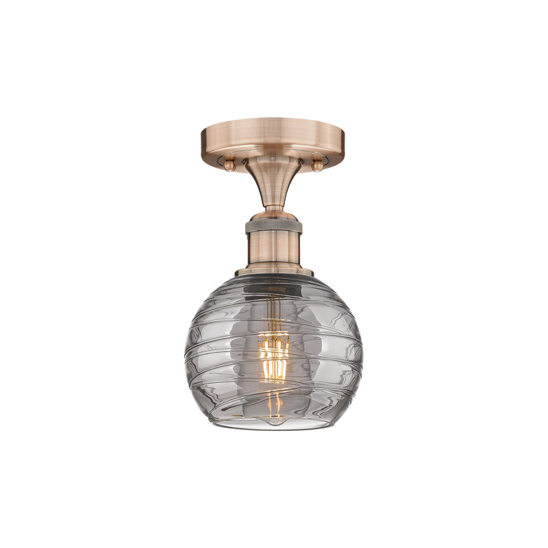 1 - Light Semi Flush Mount, Antique Copper, 8.25" H x 10" W x 10" D