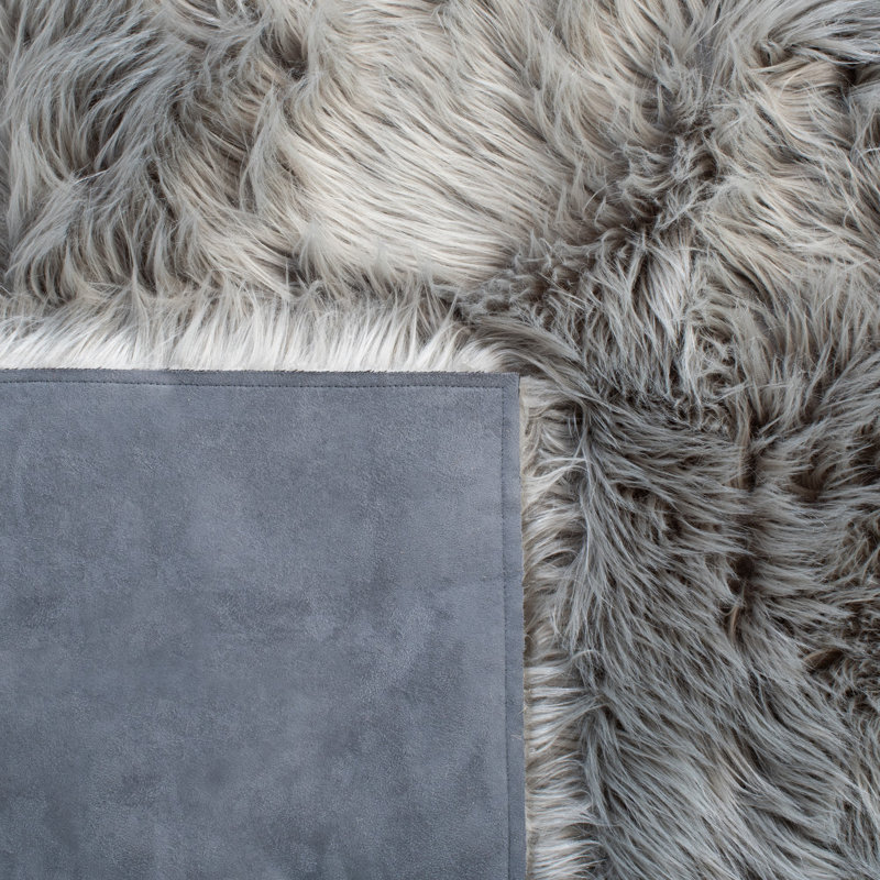 Tapis gris fait à la main Contrella, Rectangle 5 pi x 8 pi