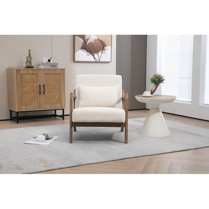 Fauteuil avec structure en bois et fauteuil Mid-Century moderne avec coussin de taille