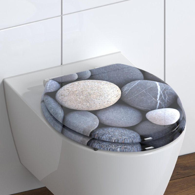 Schütte Toilet Seat Solid Wood MDF Brown, Grey/Ivory