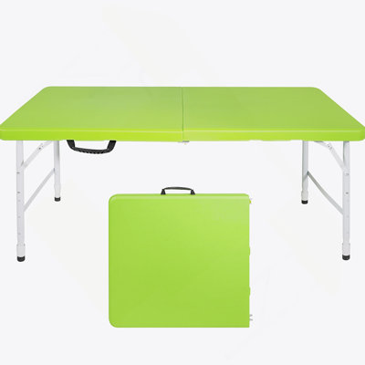 4Ft Green Portable Folding Table Indoor&Outdoor Maximum Weight 135KG Foldable Table