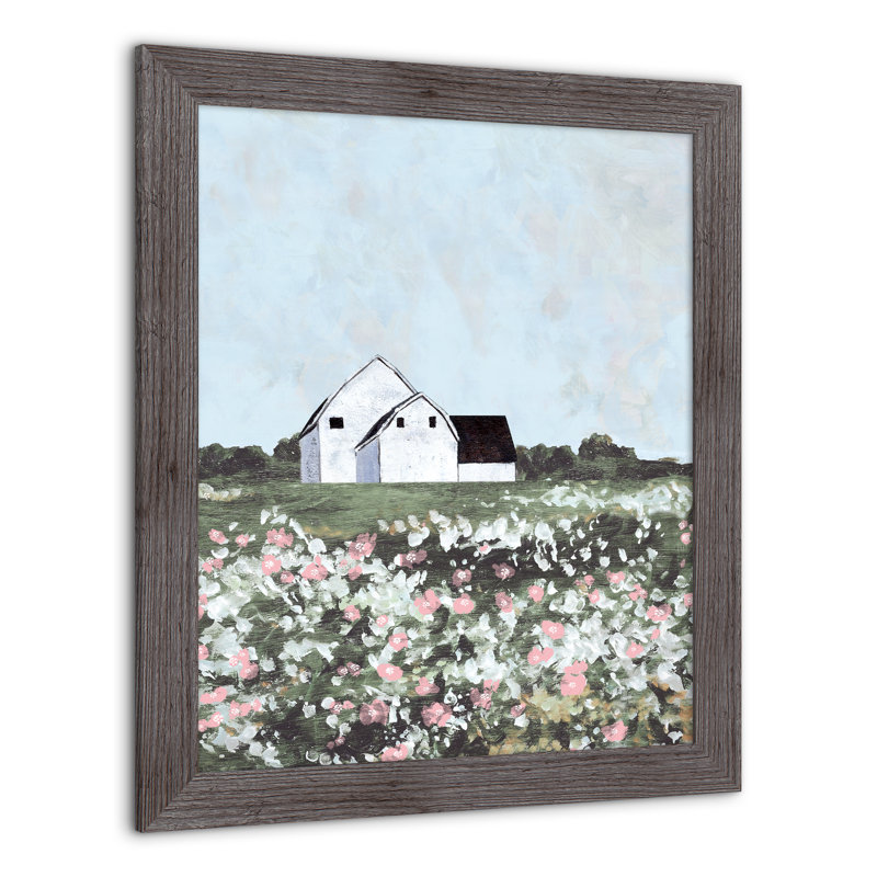 Barn Field - Peinture sur toile encadrée, Gris