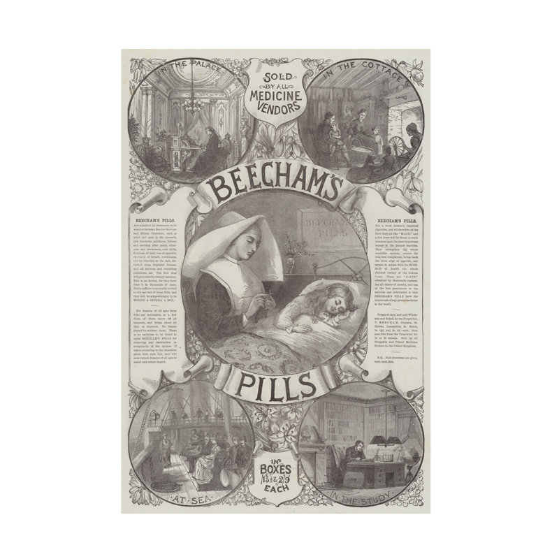 «English School publicité», art sur toile Beechams Pills, H 19 po x l 12 po