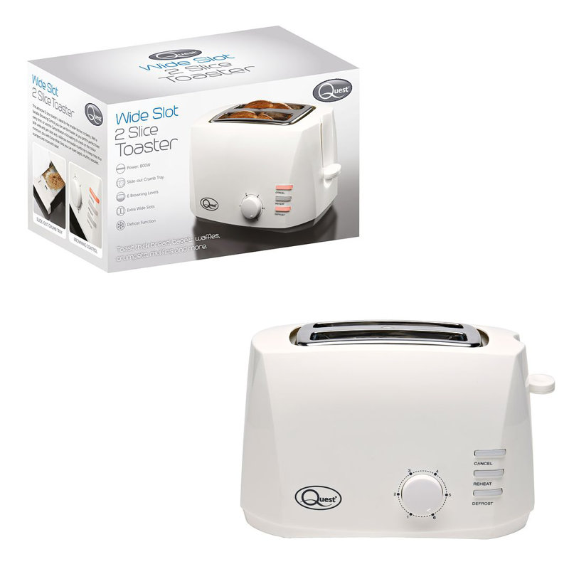 2 Slice Wide Slot Toaster -, White