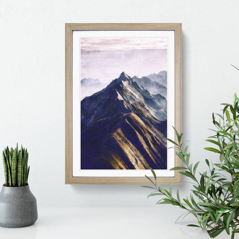 Mountain Ridge in Switzerland - Picture Frame Painting Print, Oak Framed, 63cm H x 45cm W x 2cm D