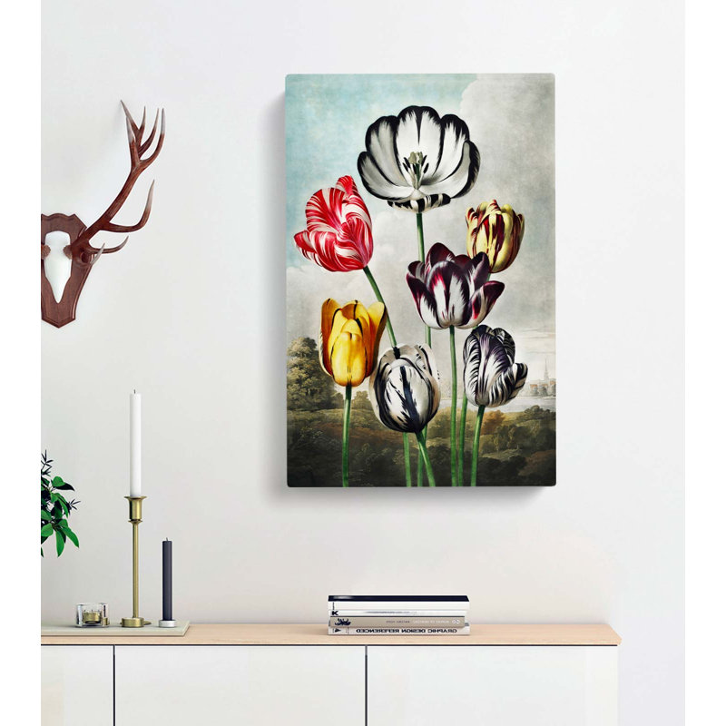 Striped Tulips by R.J. Thornton - Wrapped Canvas Painting, 76cm H x 50cm W x 3cm D