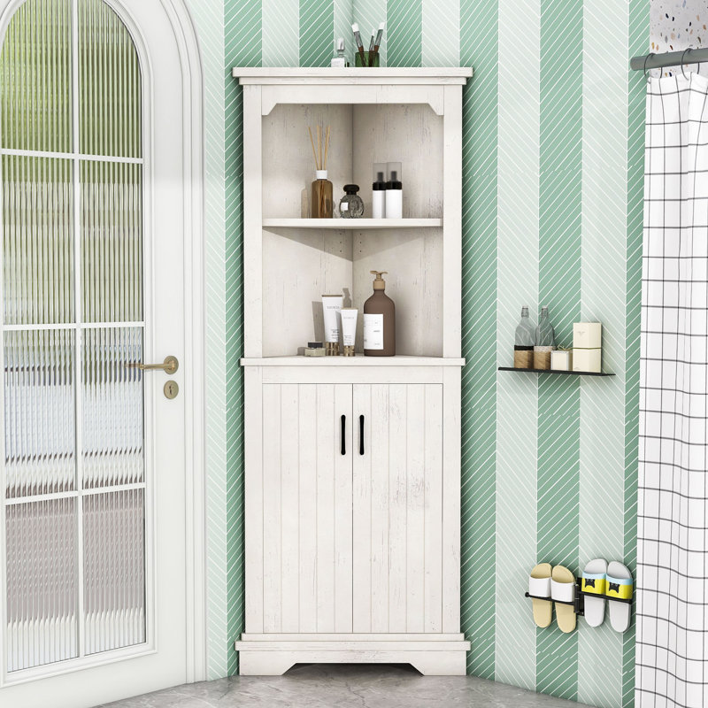 Grande armoire d'angle avec portes, Grain de bois beige