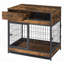 Furniture Dog Cage Crate With Double Doors ,Rustic Brown