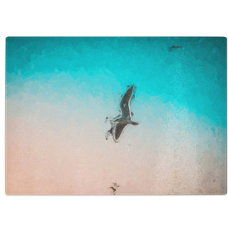 Tempered Glass Soaring Seagulls Chopping Board, 28.5 cm W x 20 cm L