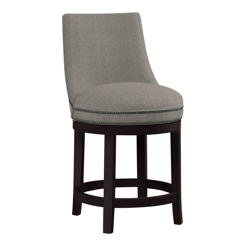 Vesper Upholstered Counter Stool with Solid Wood Frame, Espresso, Perigold Willa Bark