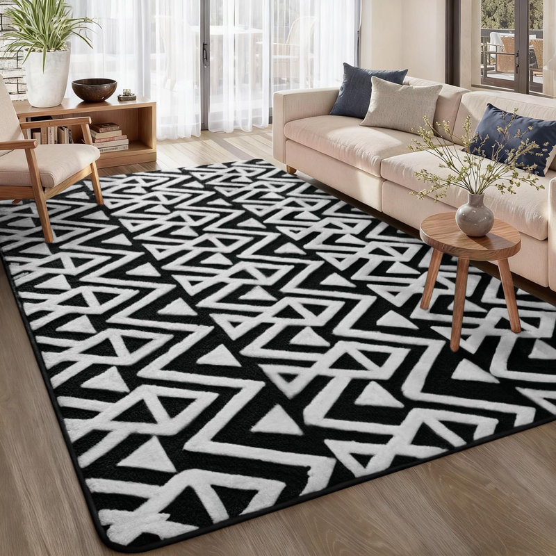 Ultra-Soft Plush Memory Foam Rug Luxury Geometric Textured Area Rug