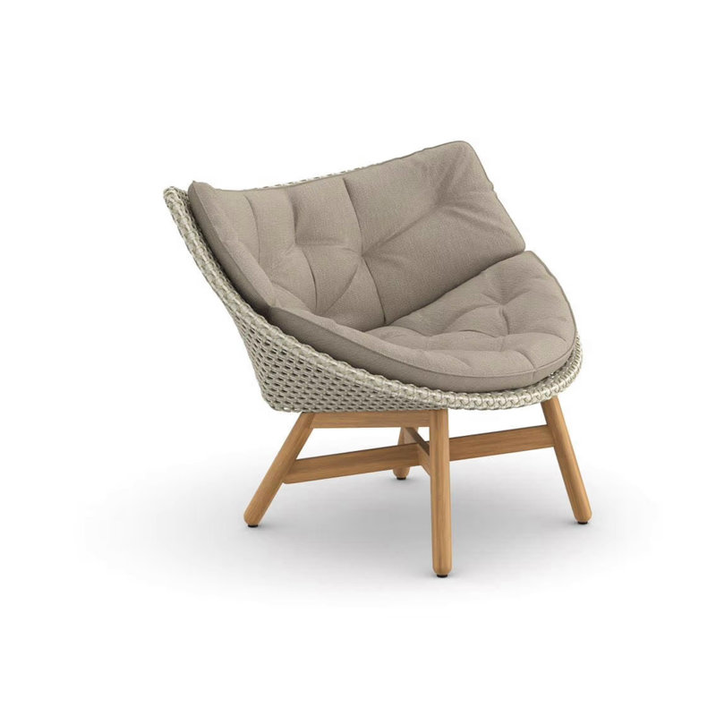 Mbrace Outdoor Teak Lounge Chair, Natura Ash, Sea Salt