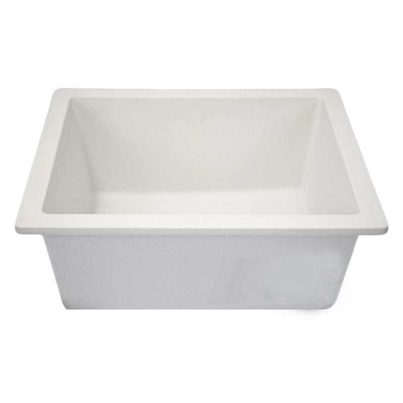 15'' L Single Basin Kitchen Sink, Matte White